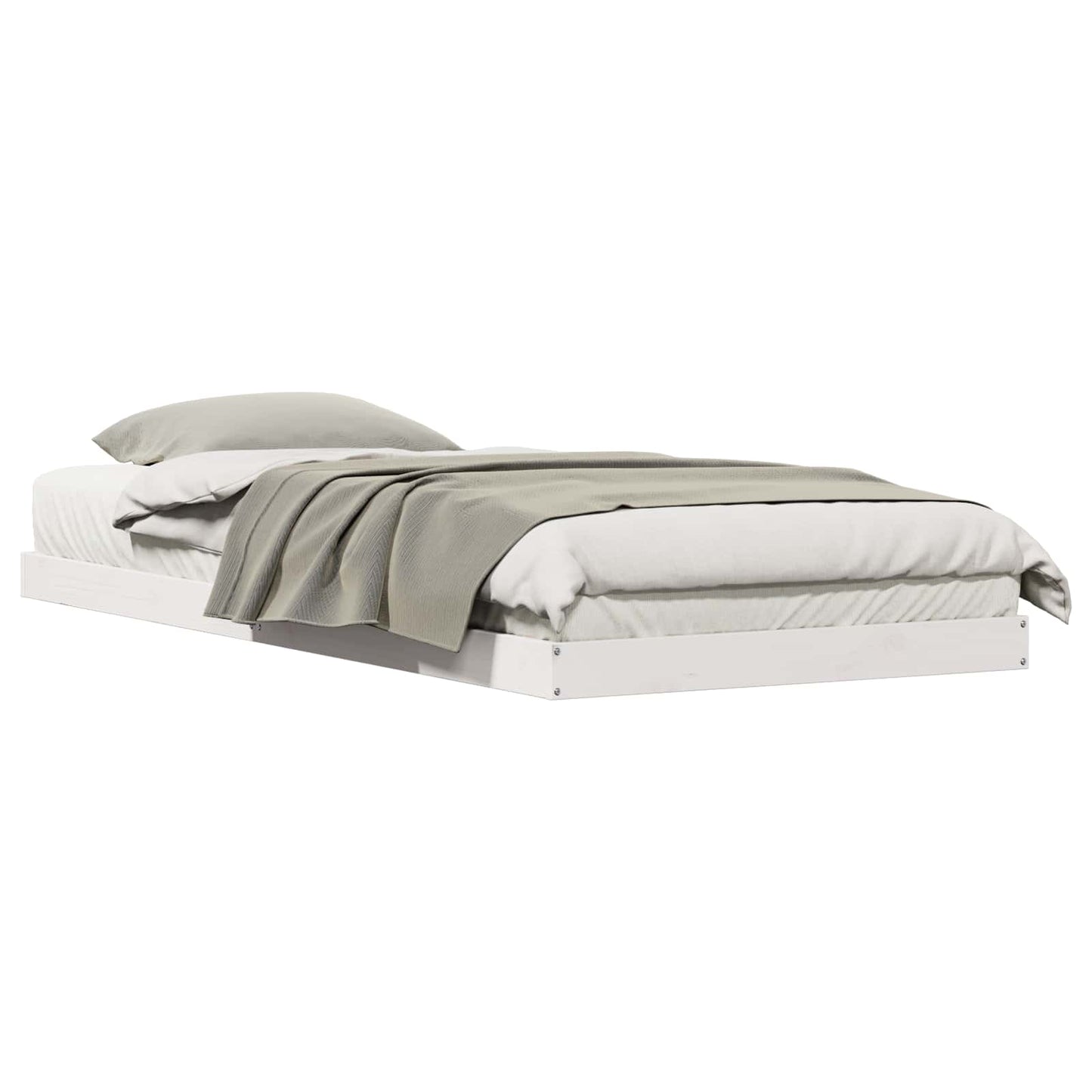 Struttura letto a terra Bianco 100 x 210 cm Pino massello | homemem39