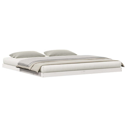 Struttura letto a terra Bianco 213,5 x 184 x 9 cm Pino massello
