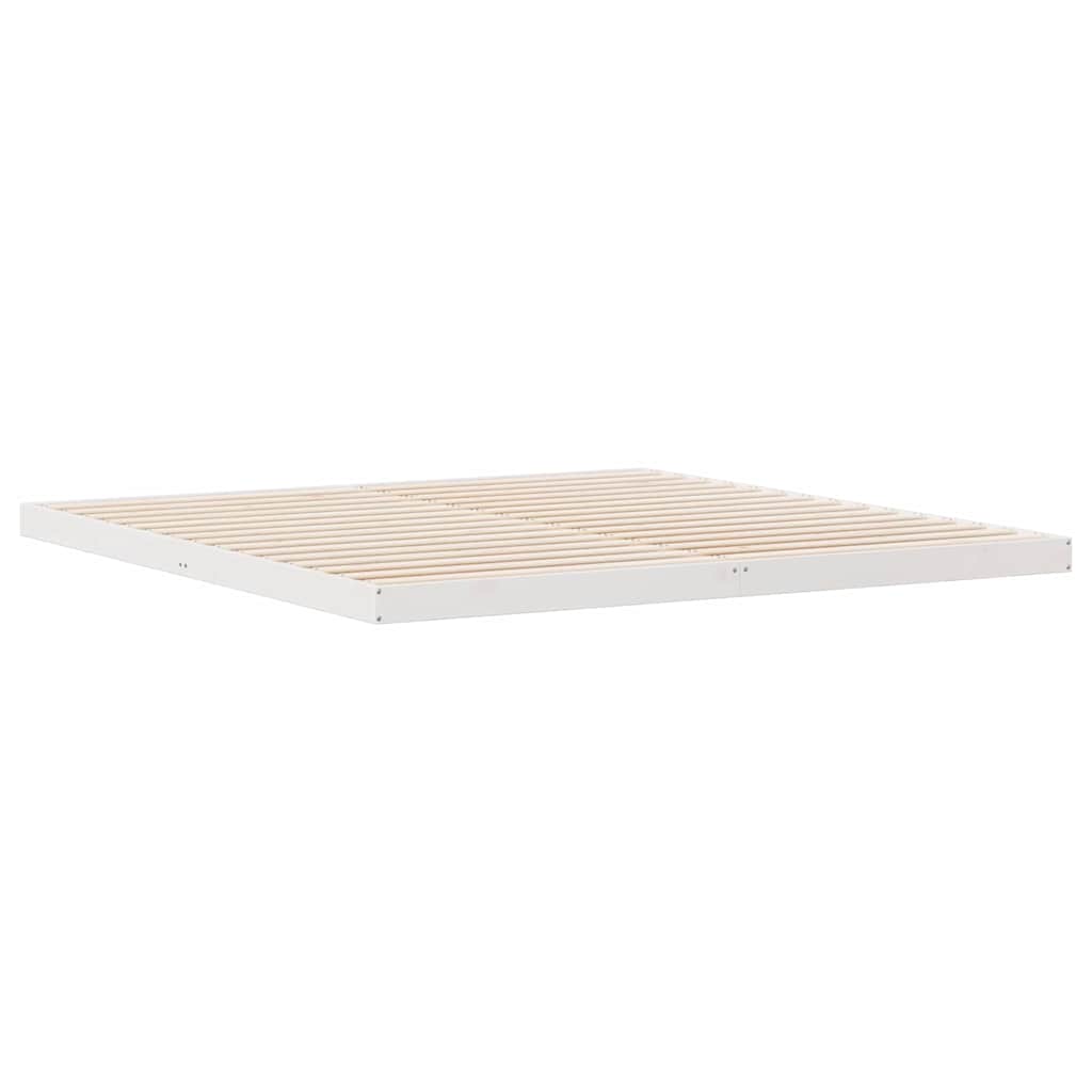 Struttura letto a terra Bianco 213,5 x 184 x 9 cm Pino massello