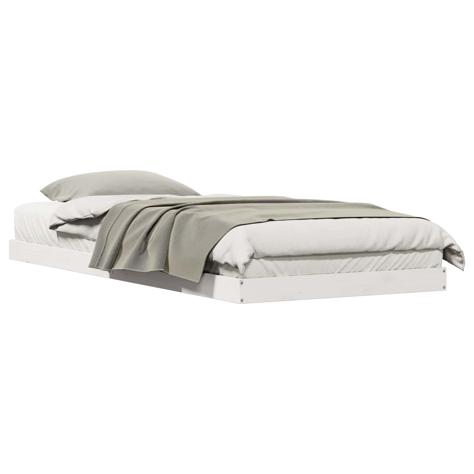 Struttura letto a terra Bianco 90 x 220 cm Pino massello | homemem39