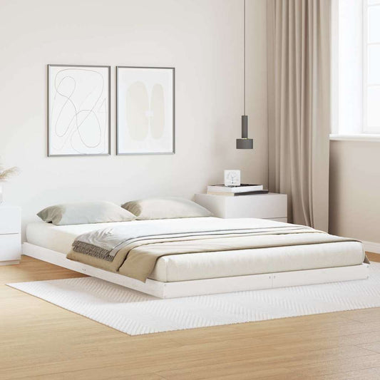 Struttura letto a terra Bianco 140 x 220 cm Pino massello | homemem39