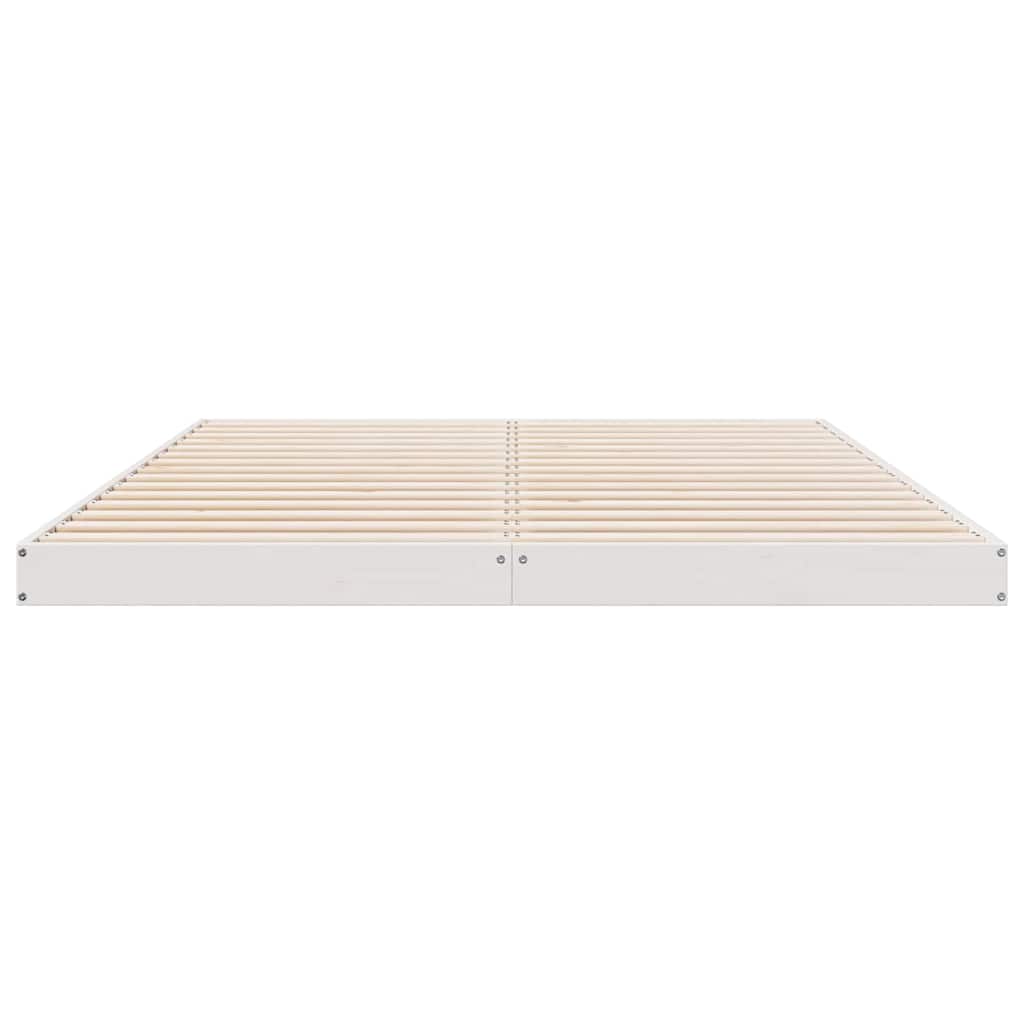 Struttura letto a terra Bianco 140 x 220 cm Pino massello | homemem39
