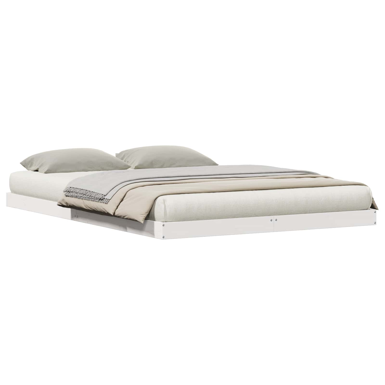 Struttura letto a terra Bianco 160 x 220 cm Pino massello | homemem39
