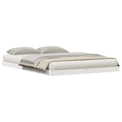 Struttura letto a terra Bianco 160 x 220 cm Pino massello | homemem39