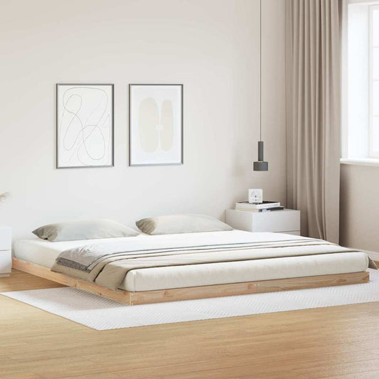 Struttura letto a terra Naturale 180 x 220 cm Pino massello | homemem39