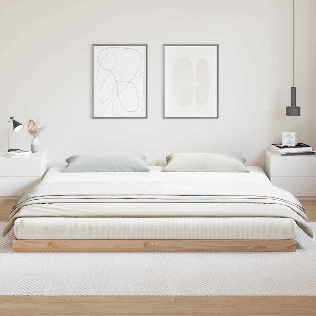 Struttura letto a terra Naturale 180 x 220 cm Pino massello | homemem39
