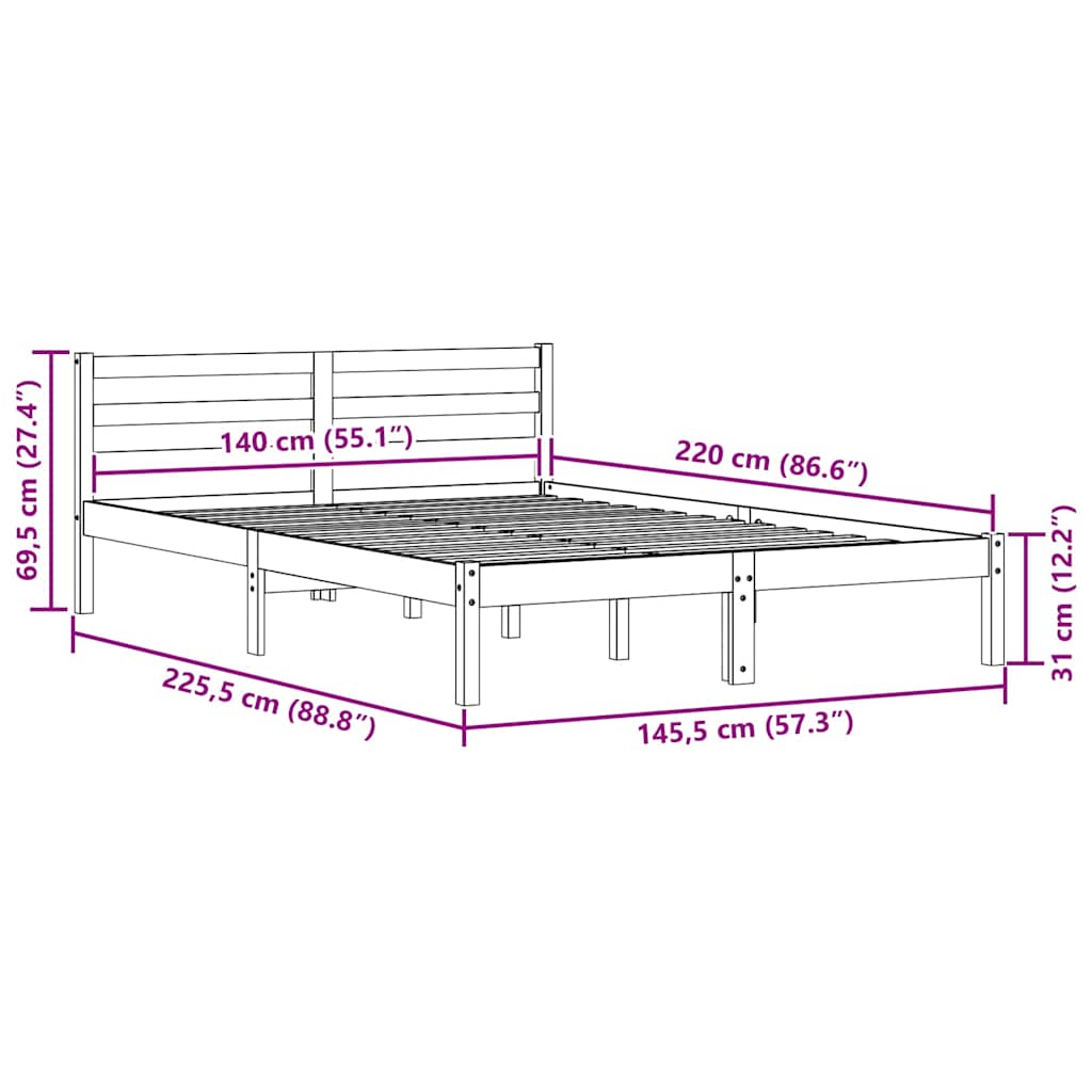 Struttura del letto con testiera Bianco 225,5 x 145,5 x 69,5 cm | homemem39