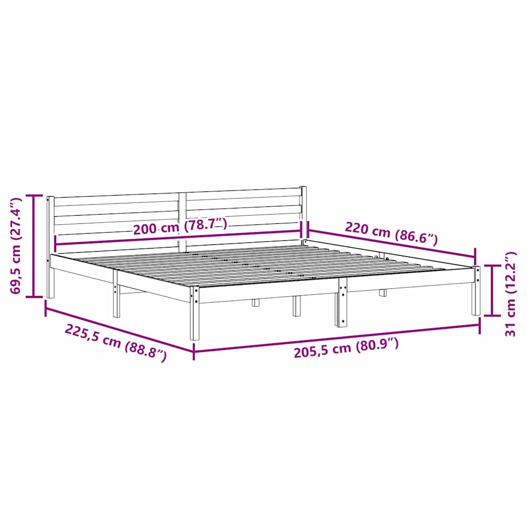 Struttura del letto Marrone 225,5 x 205,5 x 69,5 cm | homemem39