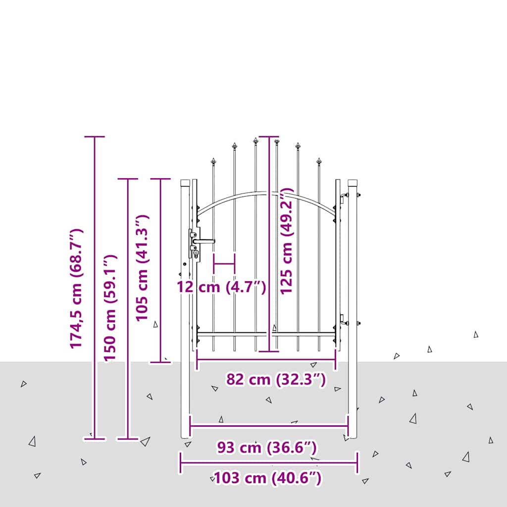 Cancello da giardino Woerden Grigio 125 x 100 cm Acciaio | homemem39