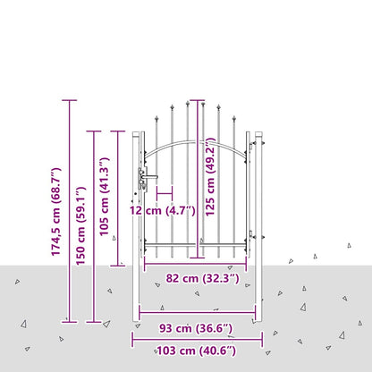 Cancello da giardino Woerden Grigio 125 x 100 cm Acciaio | homemem39