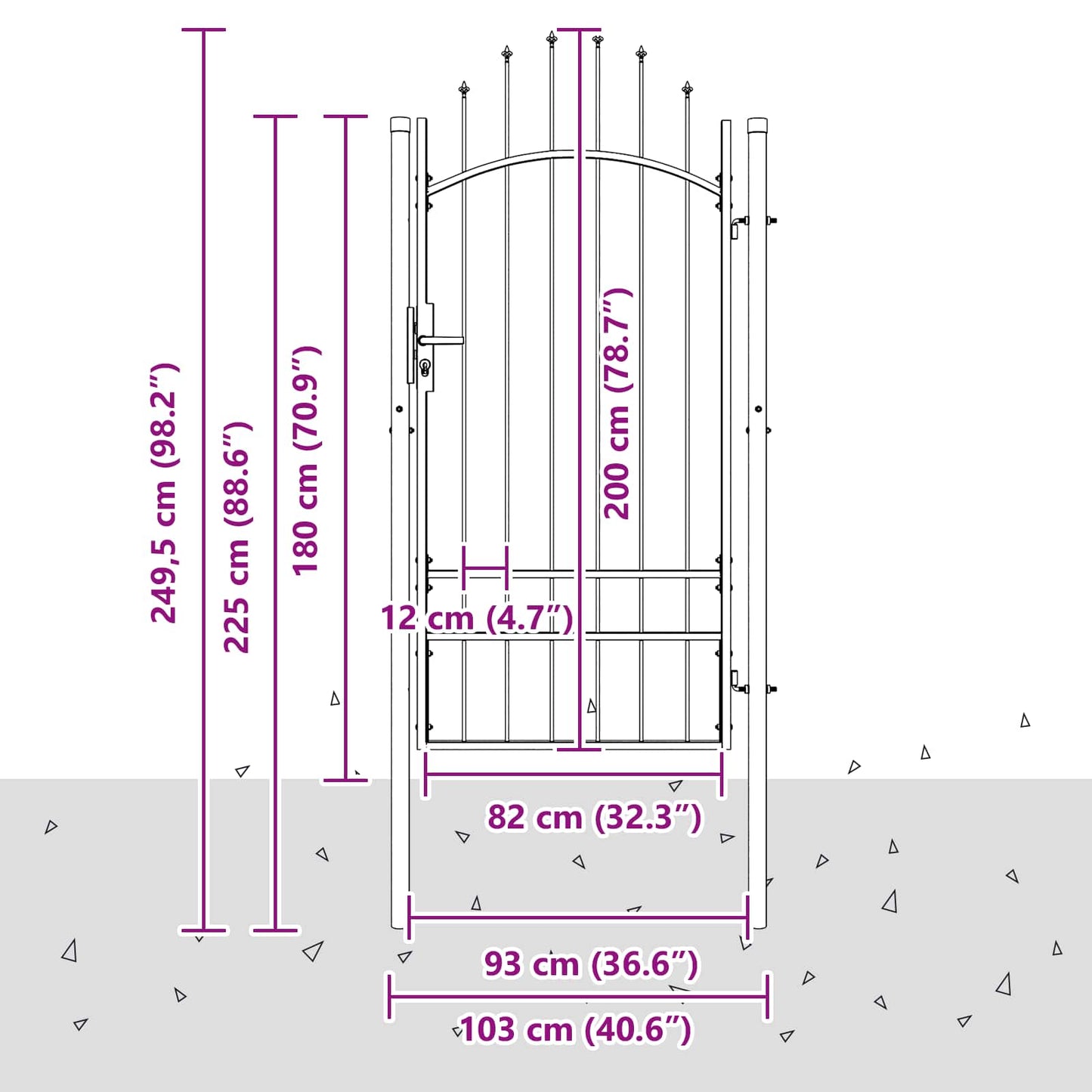 Cancello da giardino Woerden Grigio 200 x 100 cm Acciaio | homemem39