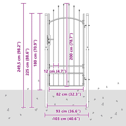 Cancello da giardino Woerden Grigio 200 x 100 cm Acciaio | homemem39