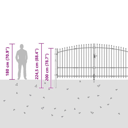 Cancello da giardino Nero 100 x 400 cm Acciaio