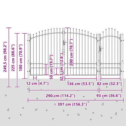 Cancello da giardino Nero 195 x 400 cm