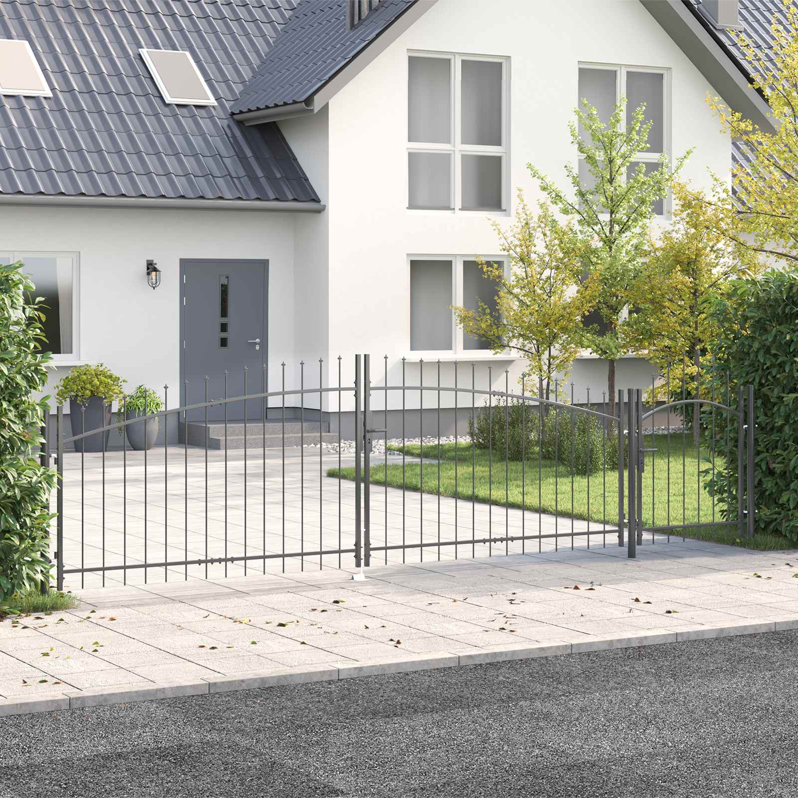 Cancello da giardino Woerden Grigio 100 x 500 cm Acciaio | homemem39