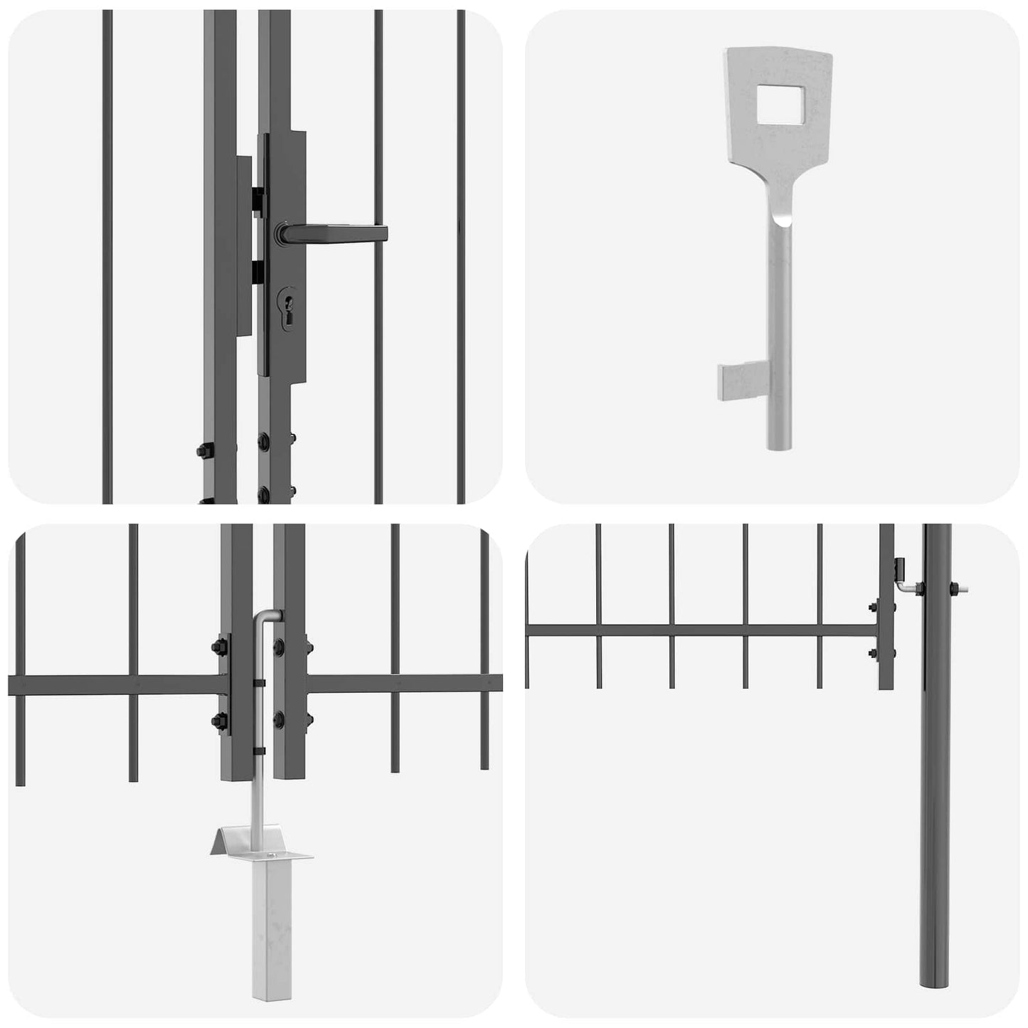 Cancello da giardino Woerden Grigio 125 x 500 cm Acciaio | homemem39