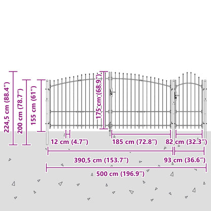 Cancello da giardino Woerden Grigio 125 x 500 cm Acciaio | homemem39