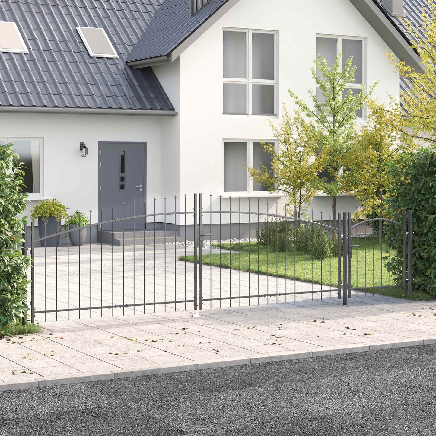 Cancello da giardino Woerden Grigio 150 x 500 cm Acciaio | homemem39