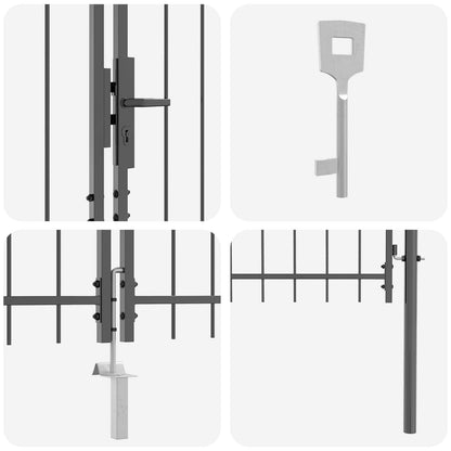 Cancello da giardino Woerden Grigio 175 x 500 cm Acciaio | homemem39
