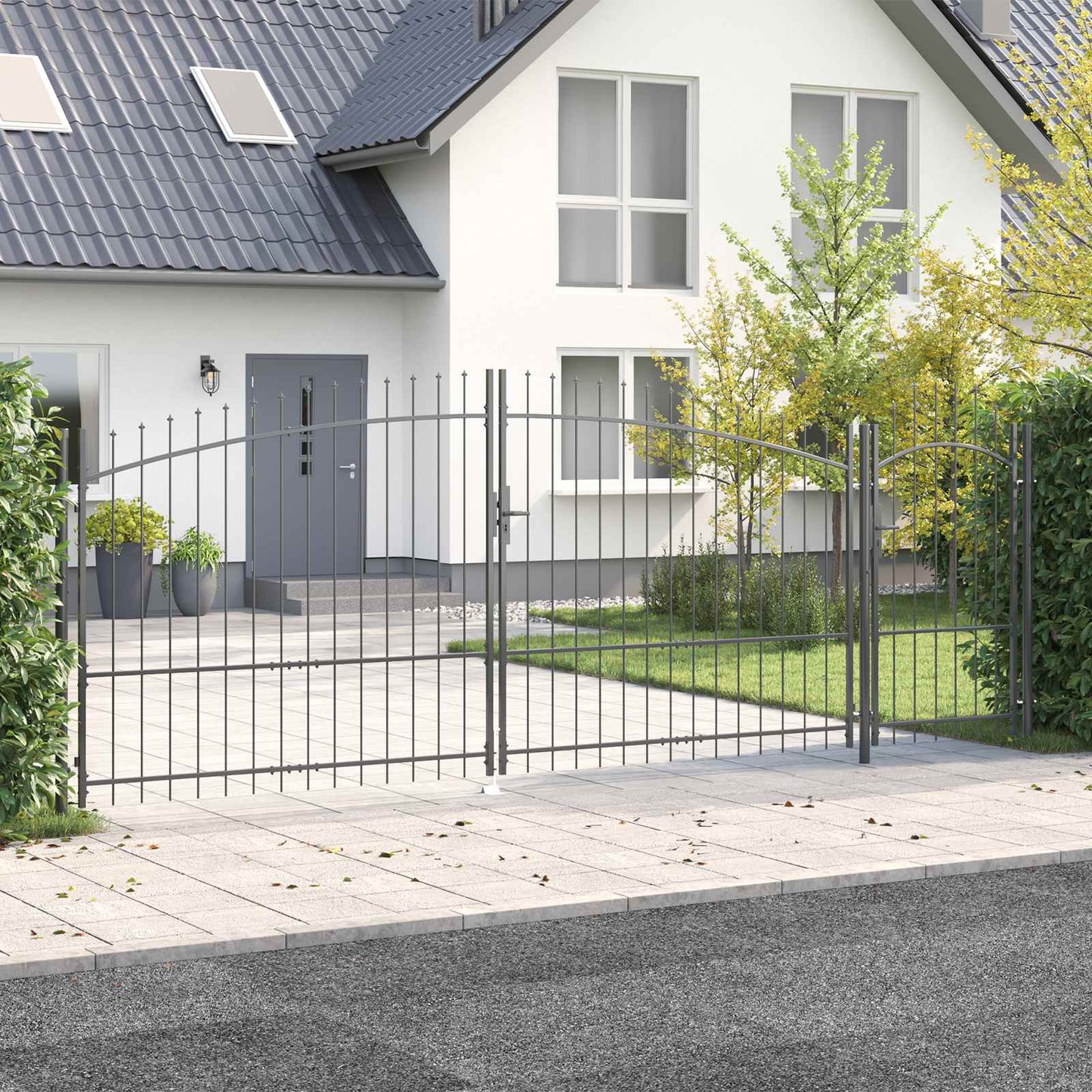 Cancello da giardino Woerden Grigio 175 x 500 cm Acciaio | homemem39