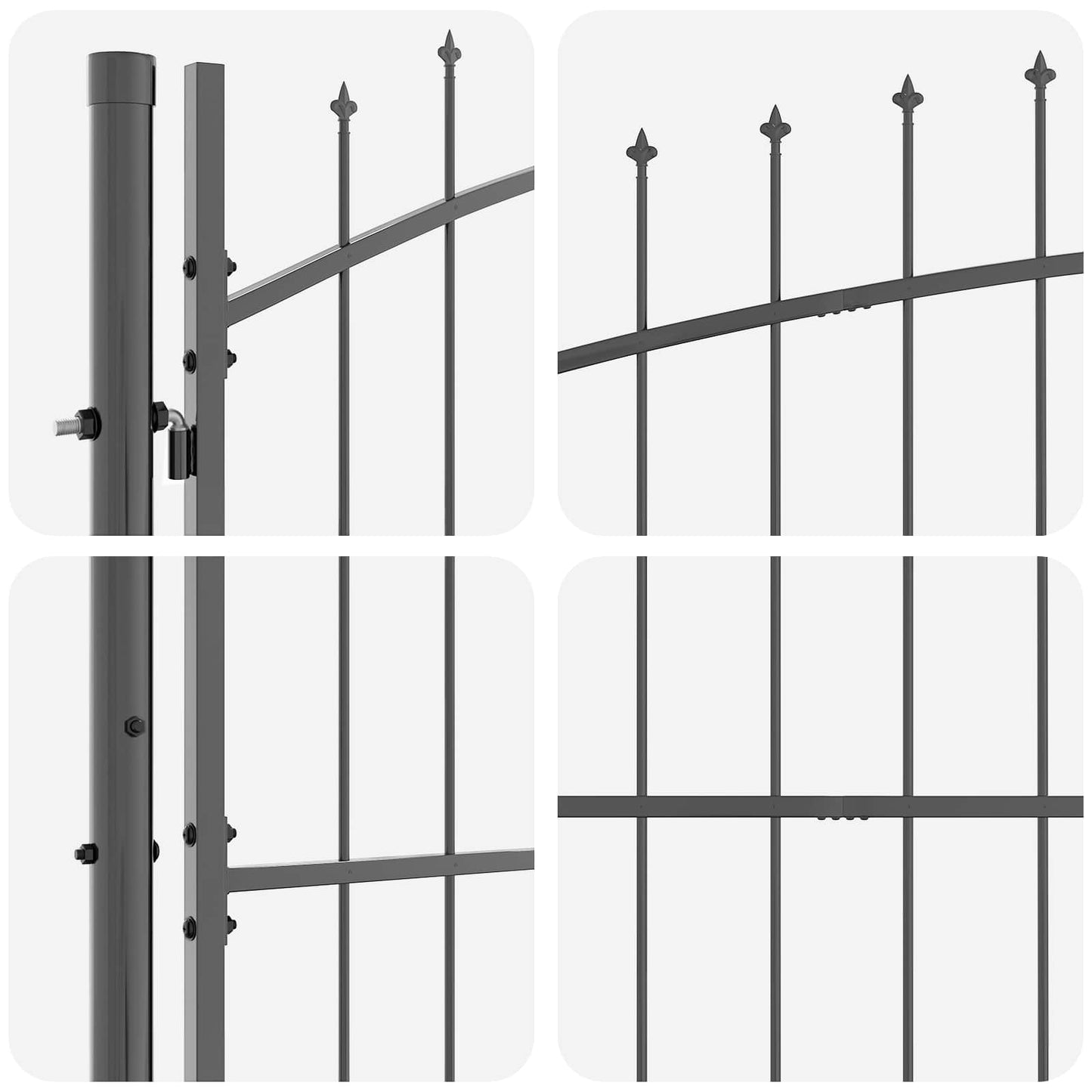 Cancello da giardino Woerden Grigio 195 x 500 cm Acciaio | homemem39