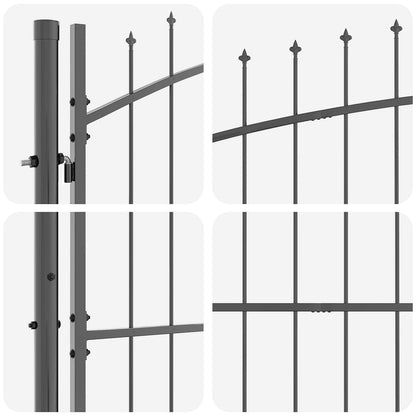 Cancello da giardino Woerden Grigio 195 x 500 cm Acciaio | homemem39