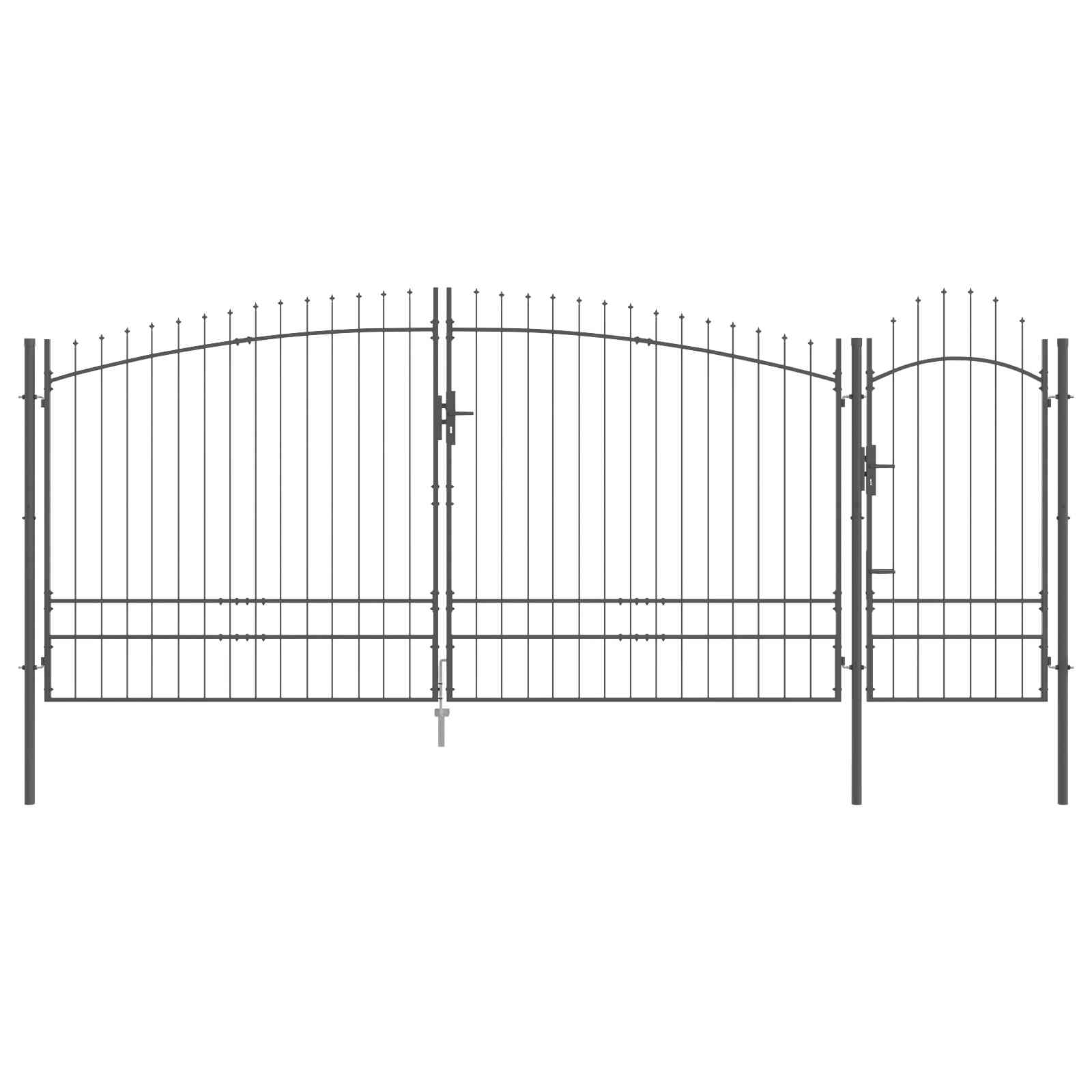 Cancello da giardino Woerden Grigio 195 x 500 cm Acciaio | homemem39