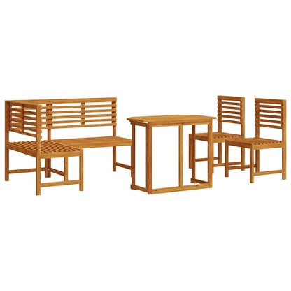 Set Panchina da Giardino 4 pcs Marrone legno massello di acacia