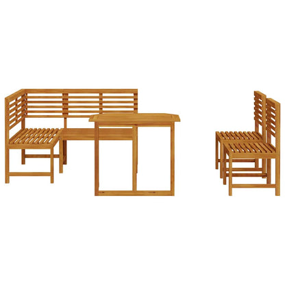 Set Panchina da Giardino 4 pcs Marrone legno massello di acacia