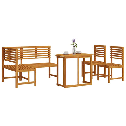 Set Panchina da Giardino 4 pcs Marrone legno massello di acacia