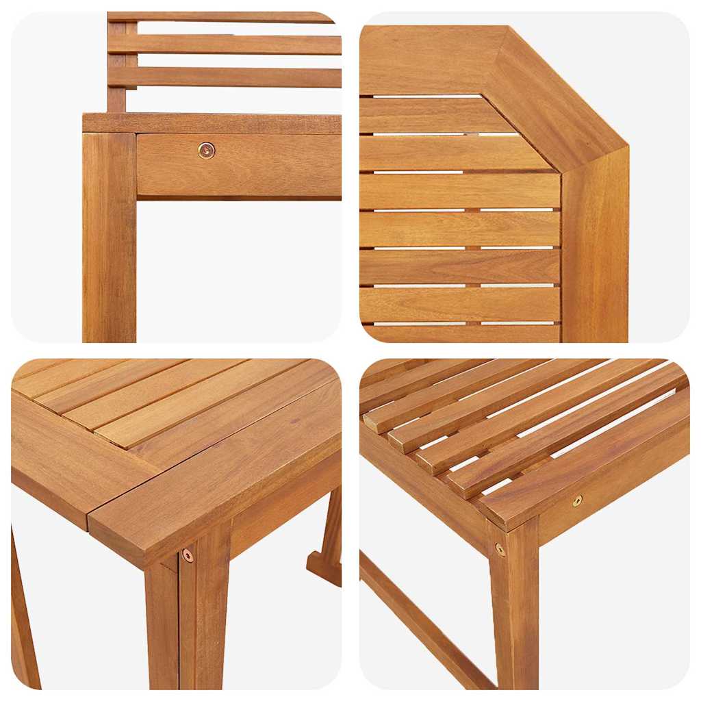 Set Panchina da Giardino 3 pcs Marrone Legno di Acacia Massello | homemem39