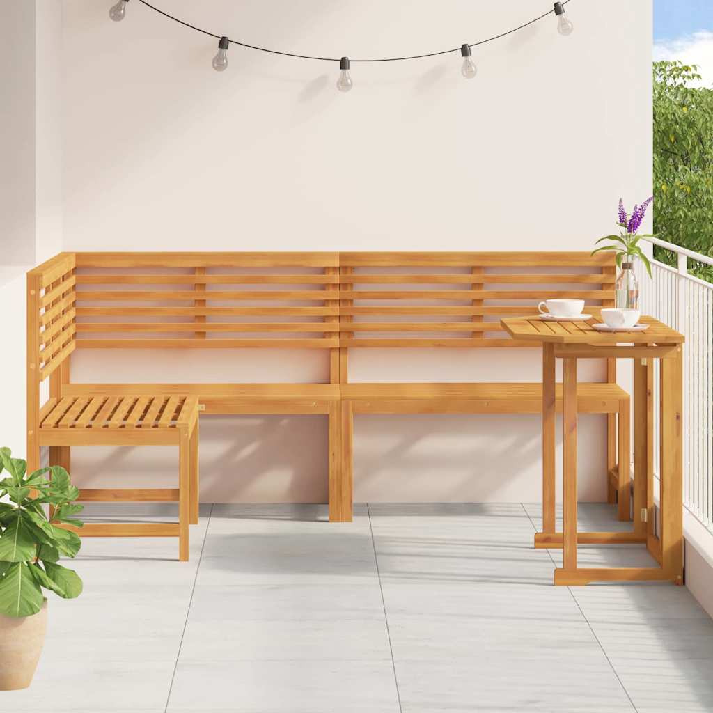 Set Panchina da Giardino 3 pcs Marrone legno massello di acacia