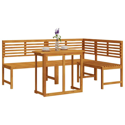Set Panchina da Giardino 3 pcs Marrone legno massello di acacia
