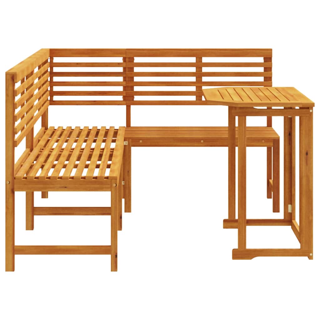 Set Panchina da Giardino 3 pcs Marrone legno massello di acacia