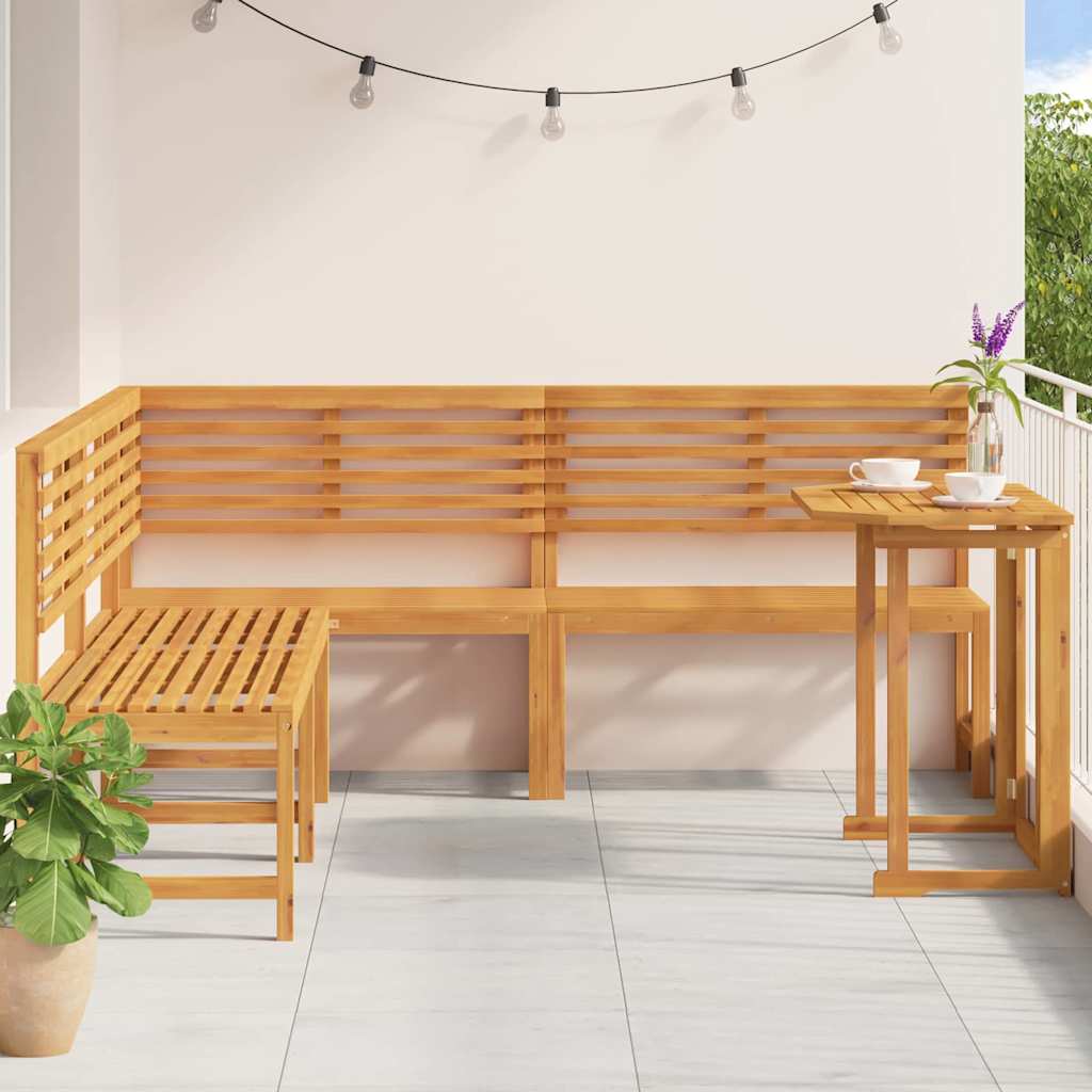 Set Panchina da Giardino 4 pcs Marrone legno massello di acacia