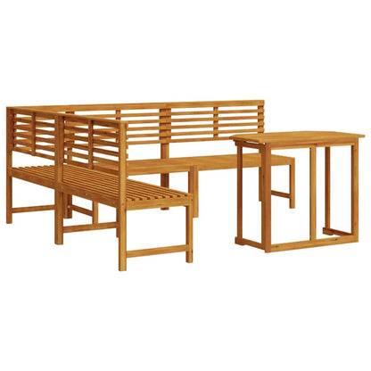 Set Panchina da Giardino 4 pcs Marrone legno massello di acacia