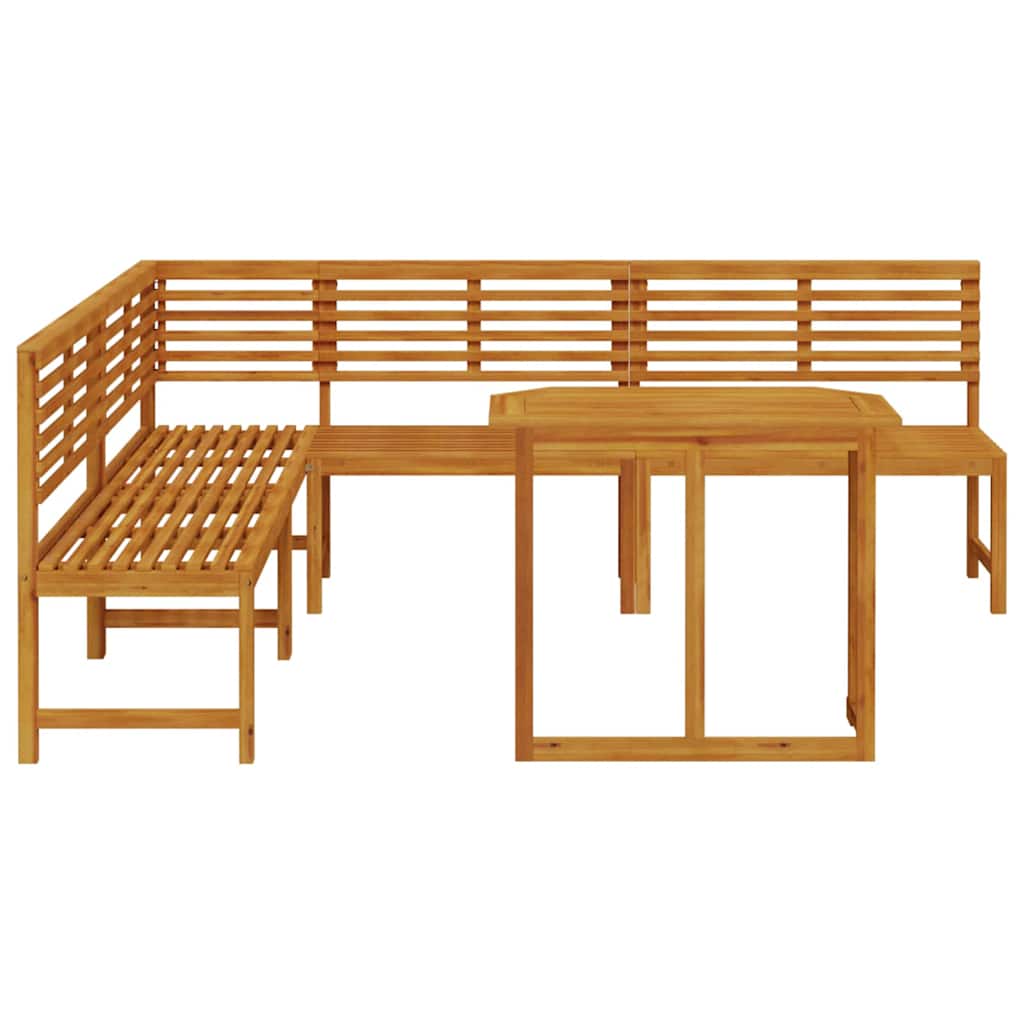 Set Panchina da Giardino 4 pcs Marrone legno massello di acacia