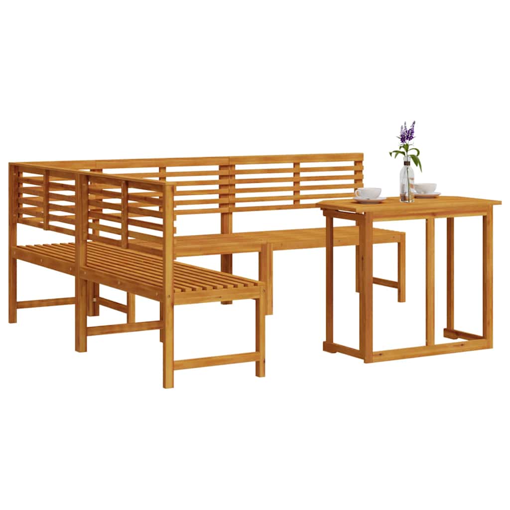 Set Panchina da Giardino 4 pcs Marrone legno massello di acacia