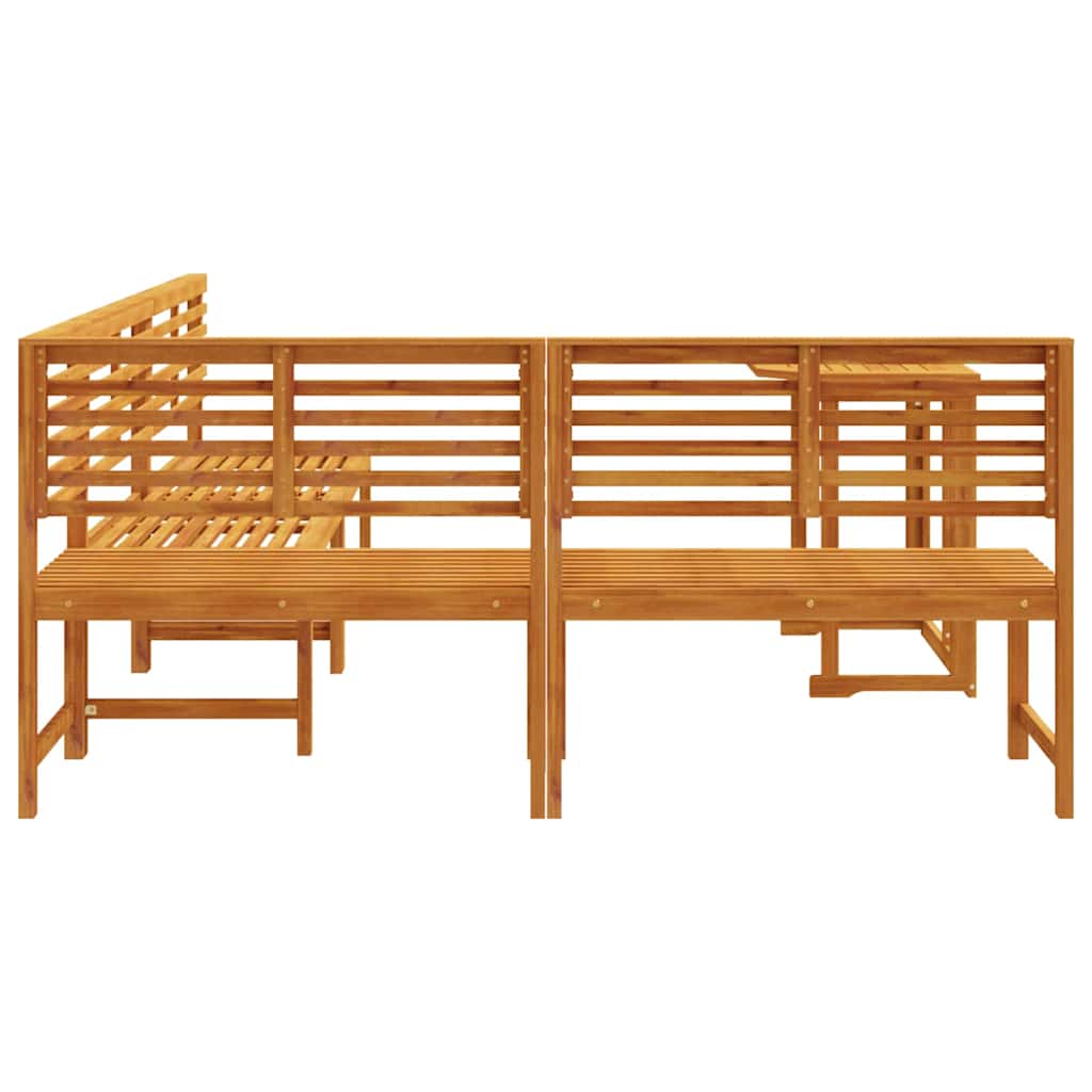 Set Panchina da Giardino 4 pcs Marrone legno massello di acacia
