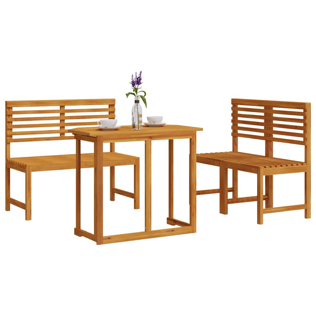 Set Bistro da Giardino 3 pcs Marrone legno massello di acacia