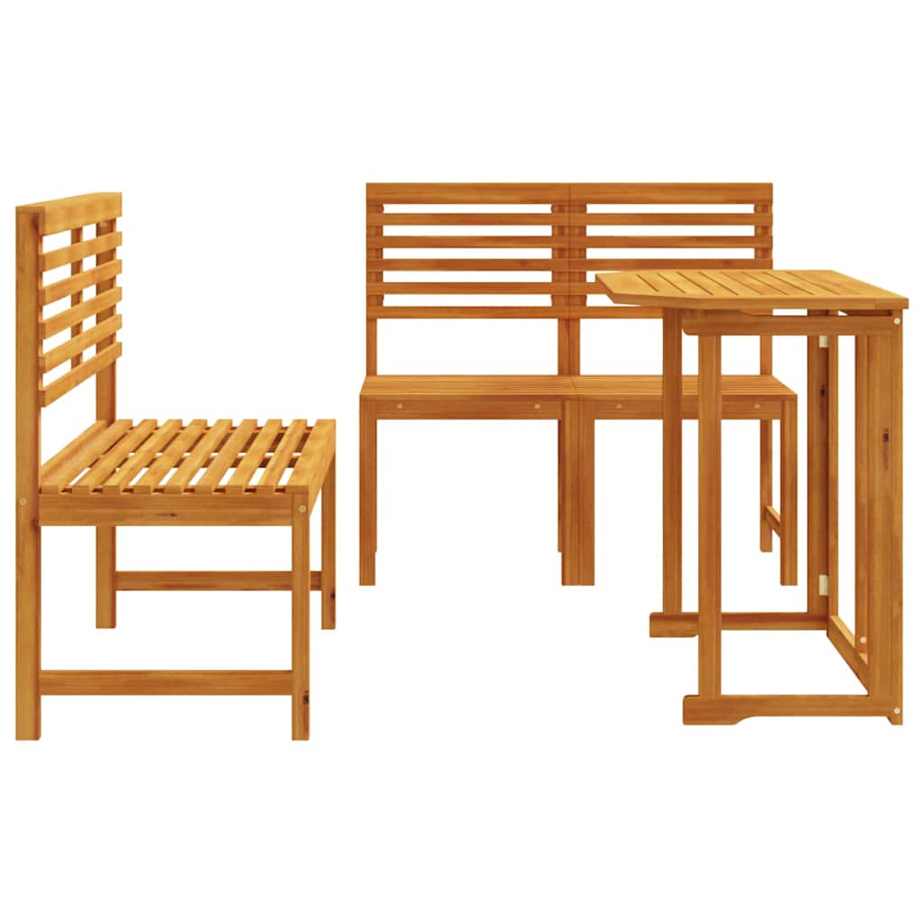Set Bistro da Giardino 3 pcs Marrone legno massello di acacia