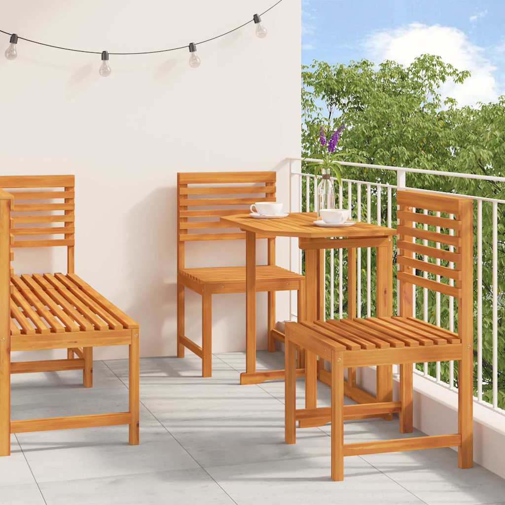 Set Bistro da Giardino 5 pcs Marrone legno massello di acacia