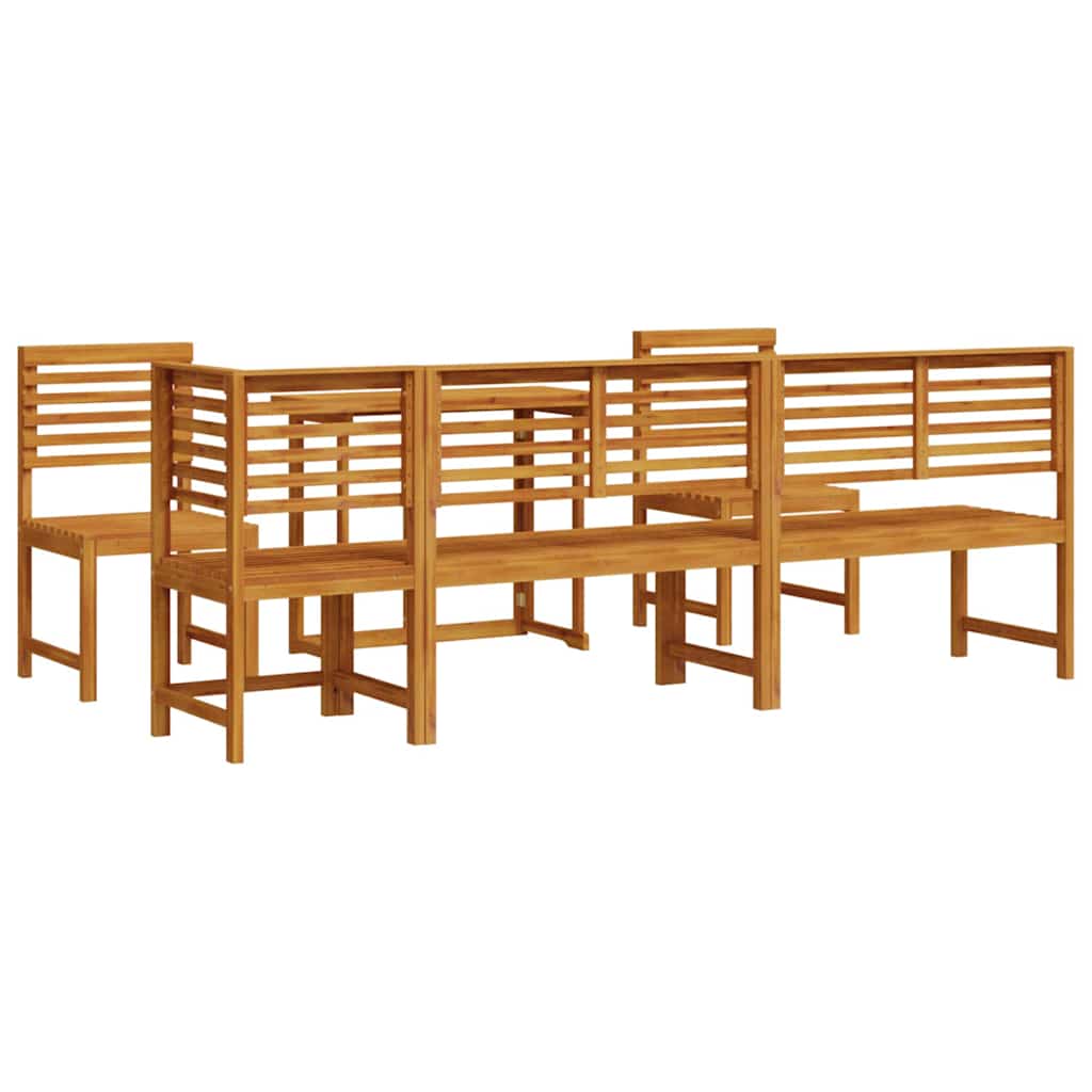 Set Bistro da Giardino 6 pcs Marrone legno massello di acacia