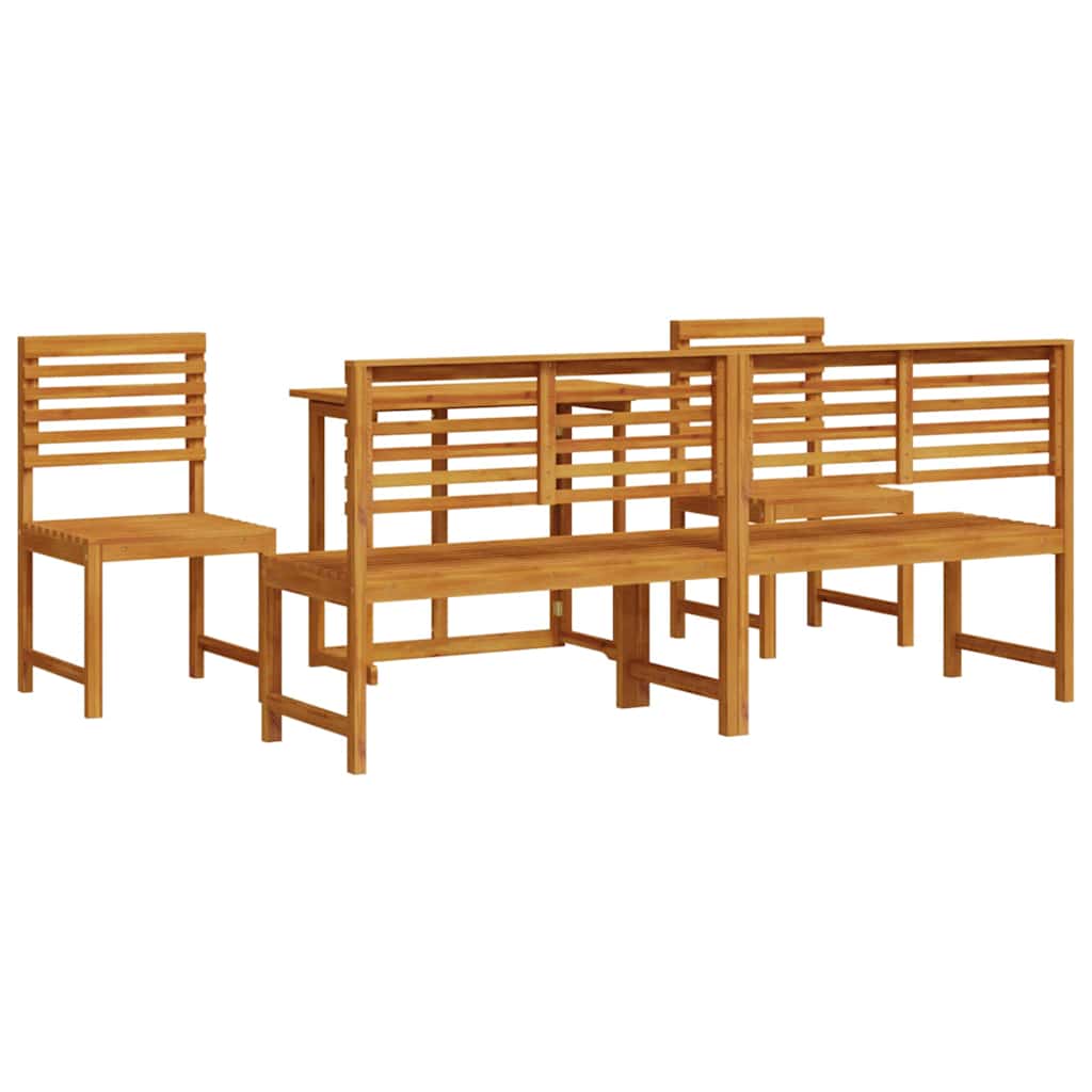 Set Bistro da Giardino 5 pcs Marrone legno massello di acacia