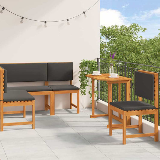 Set Panchina da Giardino 4 pcs Marrone legno massello di acacia