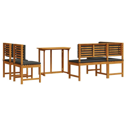 Set Panchina da Giardino 4 pcs Marrone legno massello di acacia