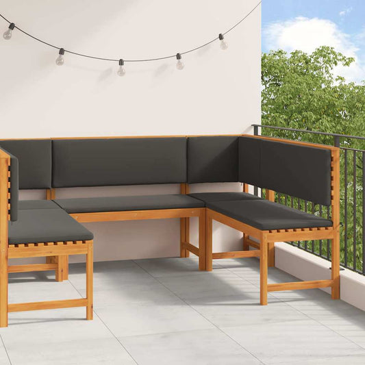 Set Panchina da Giardino 5 pcs Marrone legno massello di acacia