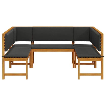 Set Panchina da Giardino 5 pcs Marrone legno massello di acacia