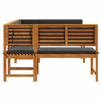 Set Panchina da Giardino 5 pcs Marrone legno massello di acacia