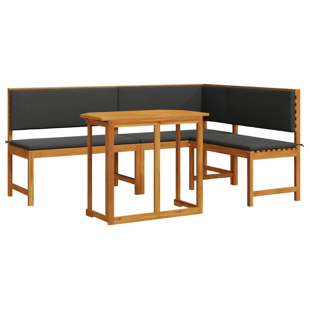 Set Panchina da Giardino 3 pcs Marrone legno massello di acacia